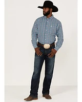 Panhandle Select Men's Check Plaid Print Long Sleeve Button Down Western Shirt