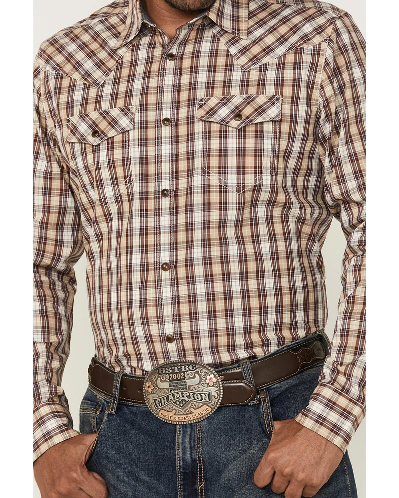Cody James Men's Bradford Plaid Print Long Sleeve Snap Western Shirt