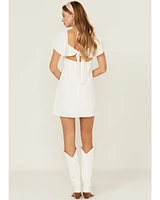 Originality Women's Emma Flutter Sleeve Tie Back Mini Dress