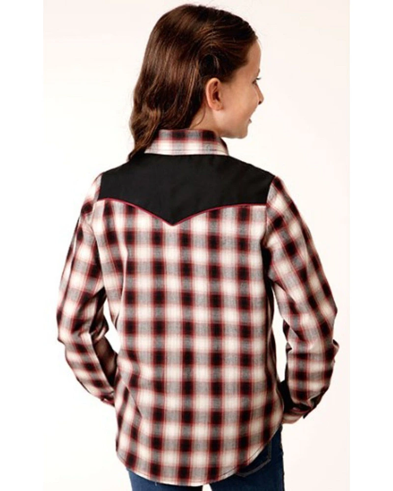 Roper Girls' Plaid Print Long Sleeve Snap Western Shirt
