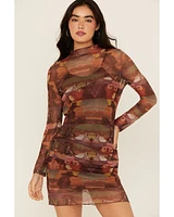 Rock & Roll Denim Women's Boot Barn Exclusive Mesh Desert Print Long Sleeve Mini Dress
