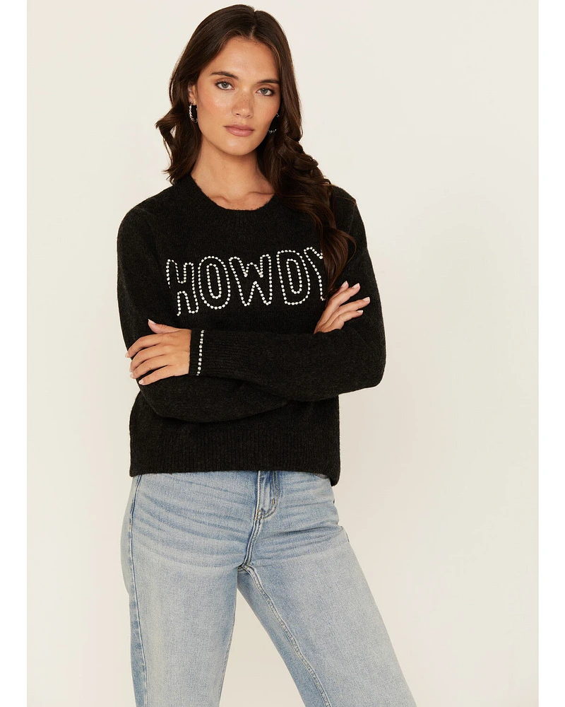 White Crow Women's Howdy Stitched Long Sleeve Sweater
