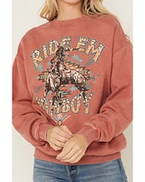 Rock & Roll Denim Women's Ride Em Cowboy Graphic Crewneck