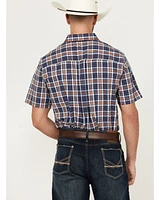 Cody James Men's Tequila Sunrise Plaid Print Short Sleeve Button-Down Stretch Western Shirt