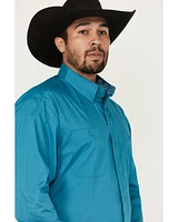 George Strait by Wrangler Men's Solid Long Sleeve Button-Down Stretch Western Shirt