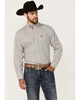 Rough Stock by Panhandle Men's Dobby Print Long Sleeve Button-Down Western Shirt