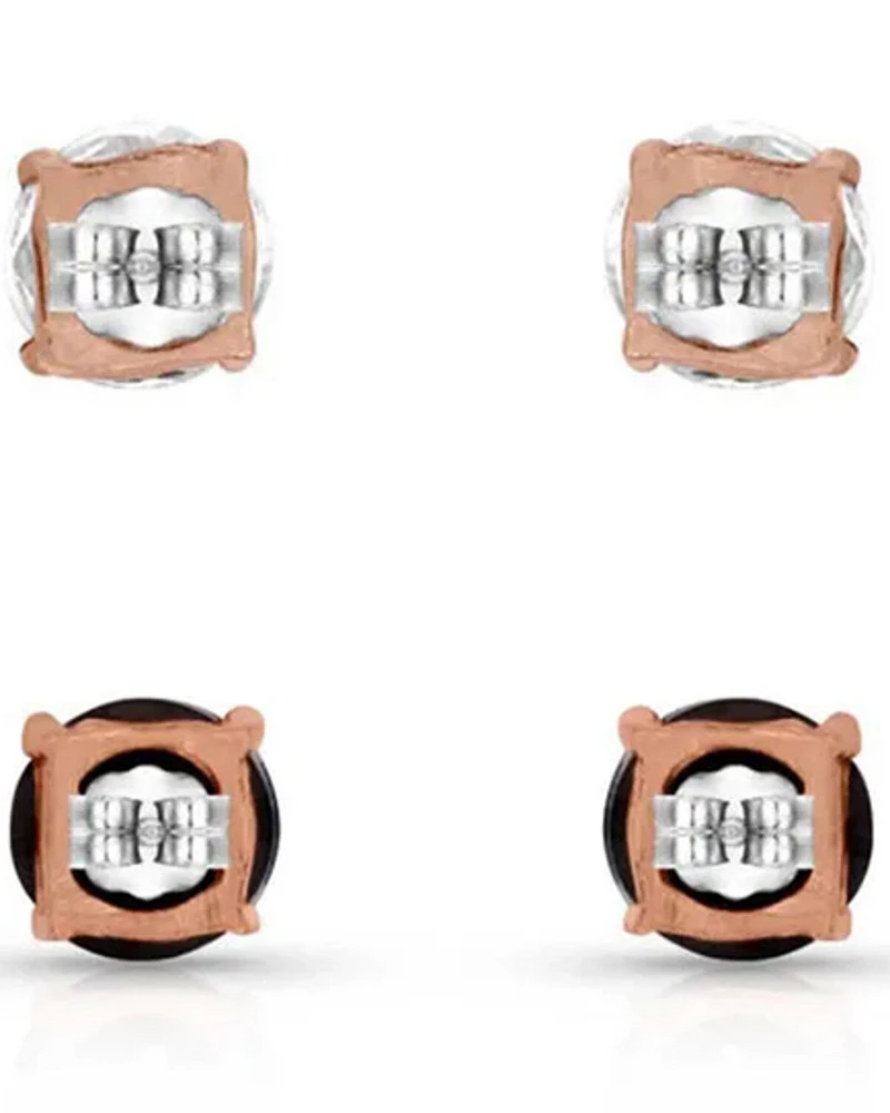 Montana Silversmiths Women's Opposites Attract Double Crystal Post Earring Set - 2 Piece