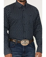 George Strait by Wrangler Men's Floral Striped Print Long Sleeve Button-Down Stretch Western Shirt - Tall