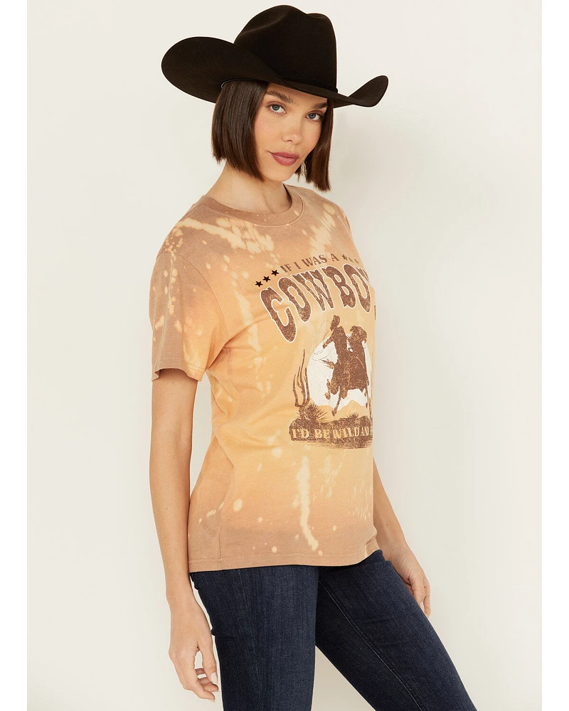 Youth Revolt Women's Bleachwash Studded Cowboy Short Sleeve Graphic Tee