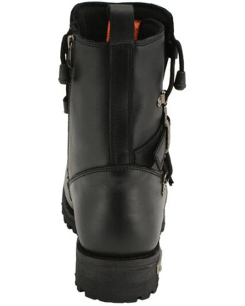 Milwaukee Leather Men's Tactical Buckle Logger Motorcycle Boots - Round Toe