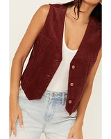 Wrangler Women's Corduroy Slim Fit Button-Down Vest