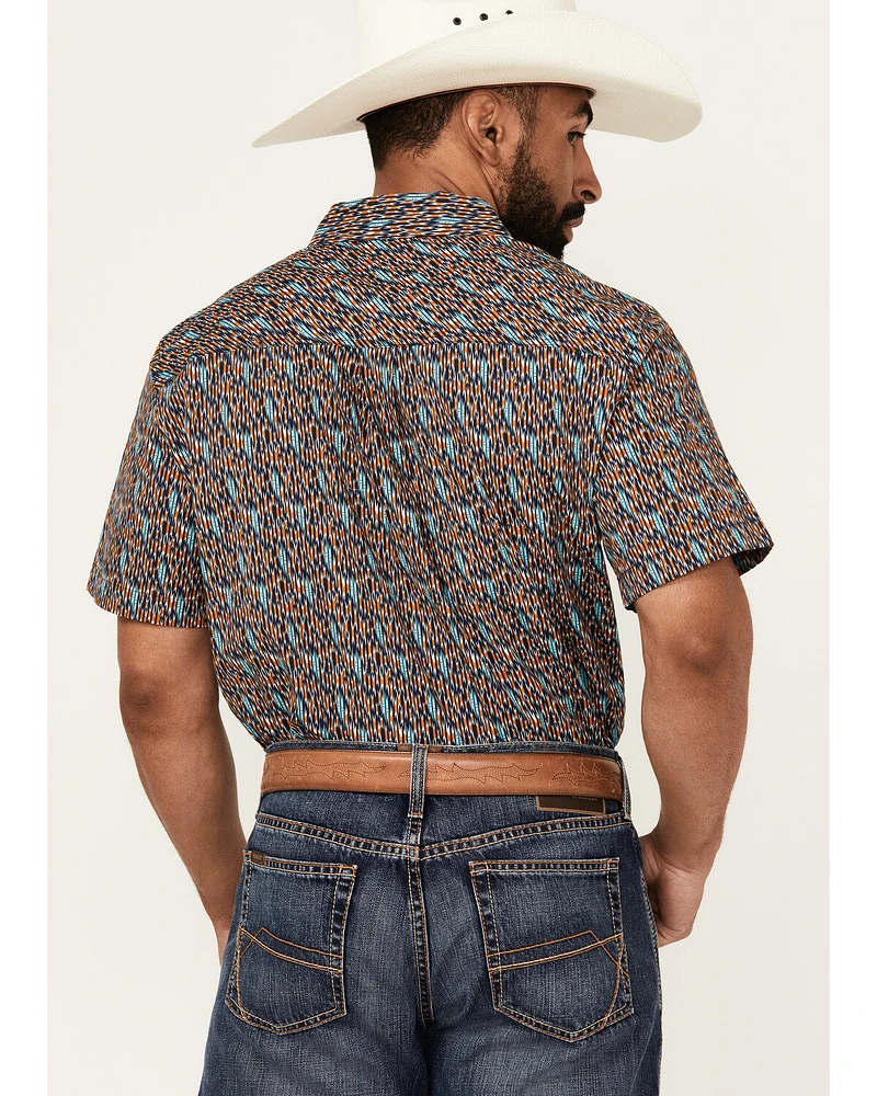 RANK 45® Men's Raflame Geo Print Short Sleeve Button-Down Stretch Western Shirt