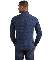 Wrangler Retro Men's Premium Geo Print Long Sleeve Button-Down Western Shirt