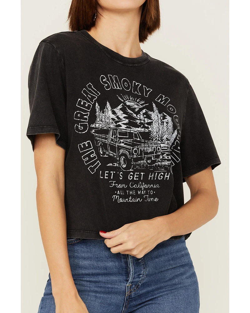 Cleo + Wolf Women's Great Smoky Mountains Graphic Boxy Crop Tee