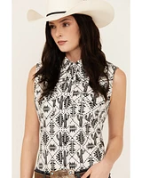 Cowgirl Hardware Women's Southwestern Print Sleeveless Snap Western Shirt