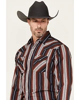Ely Walker Men's Striped Long Sleeve Pearl Snap Western Shirt