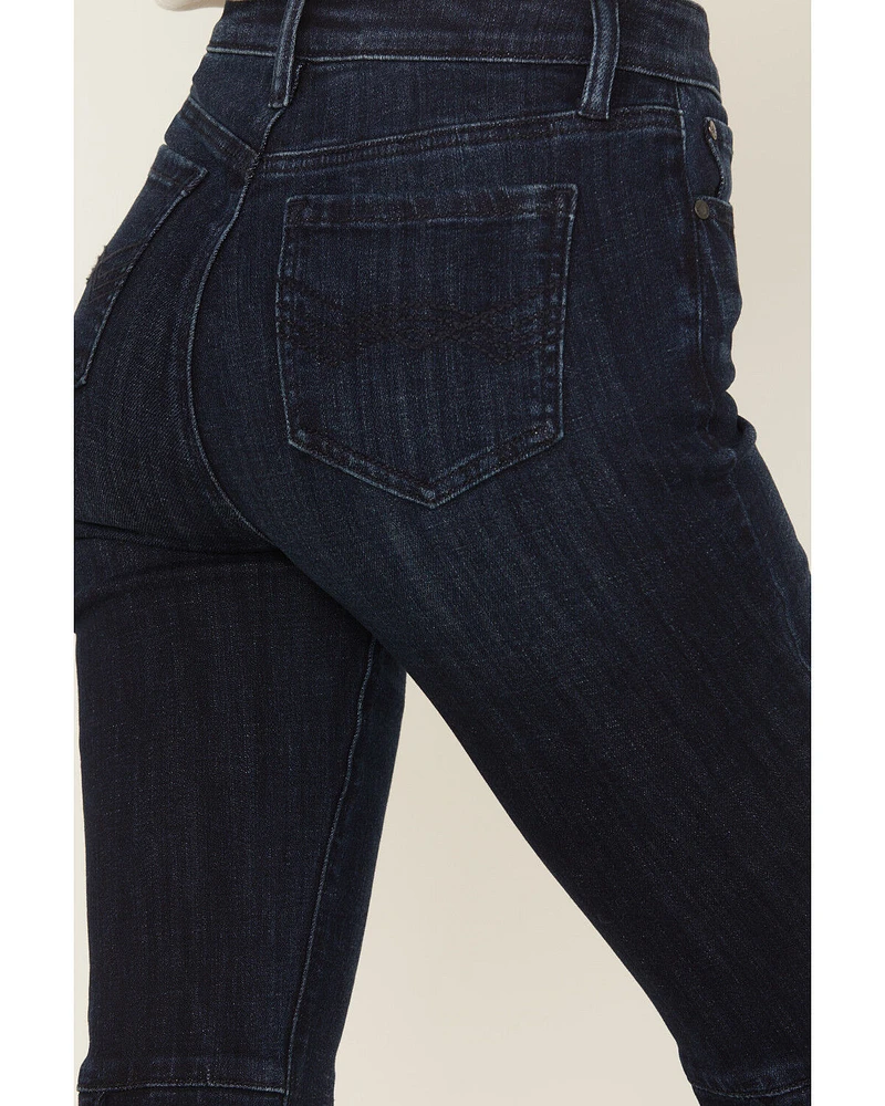 Idyllwind Women's Allessio Dark Wash High Rise Fringe Bootcut Super Stretch Denim Jeans