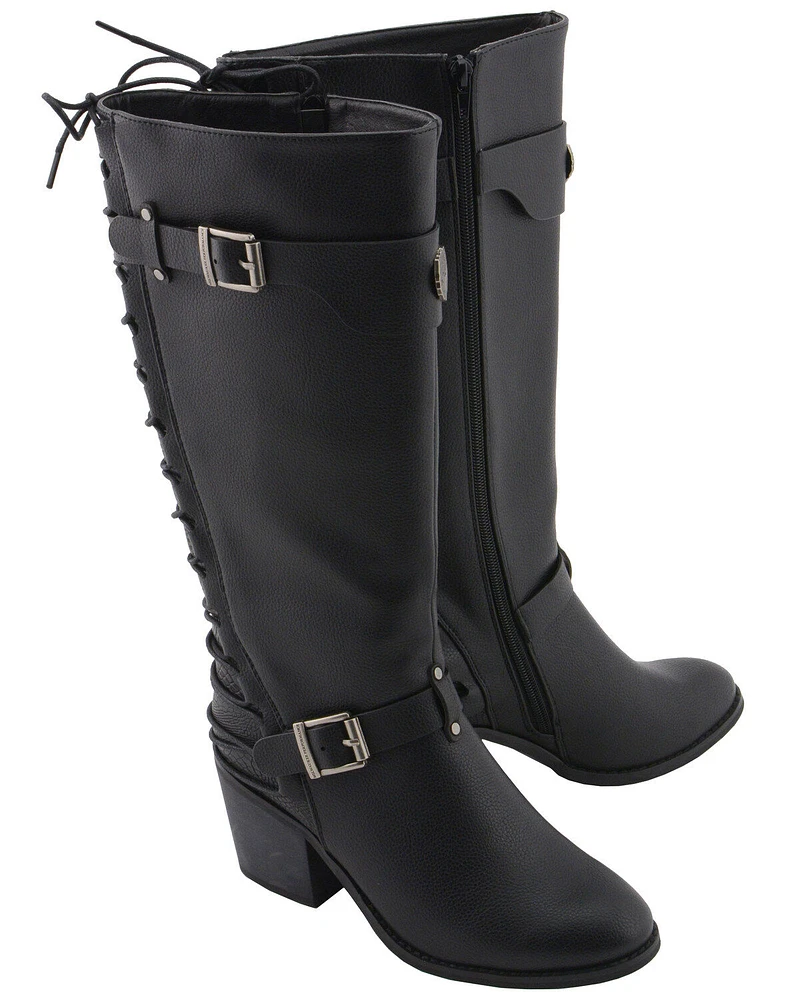 Milwaukee Leather Women's Back End Laced Riding Boots - Round Toe