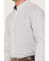 RANK 45® Men's Fishing Small Plaid Print Long Sleeve Button-Down Western Shirt