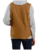 Carhartt Men's Brown Washed Duck Sherpa Lined Mock Neck Work Vest - Big