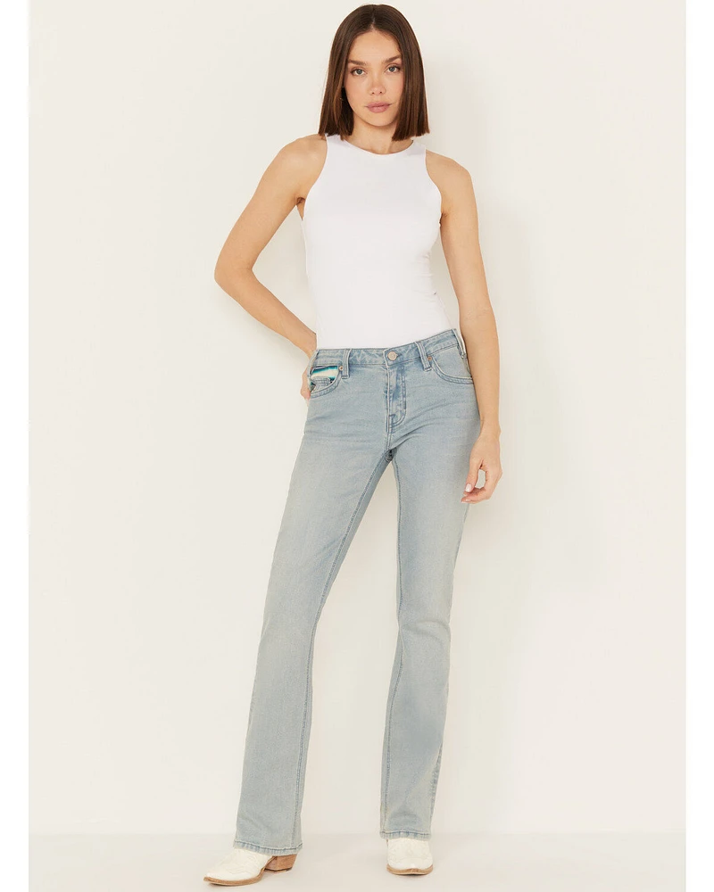 Hooey by Rock & Roll Denim Women's Light Wash Mid Rise Extra Stretch Bootcut Jeans