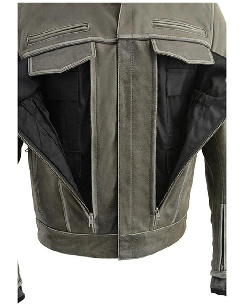 Milwaukee Leather Men's Distressed Utility Pocket Ventilated Concealed Carry Motorcycle Jacket - 4X