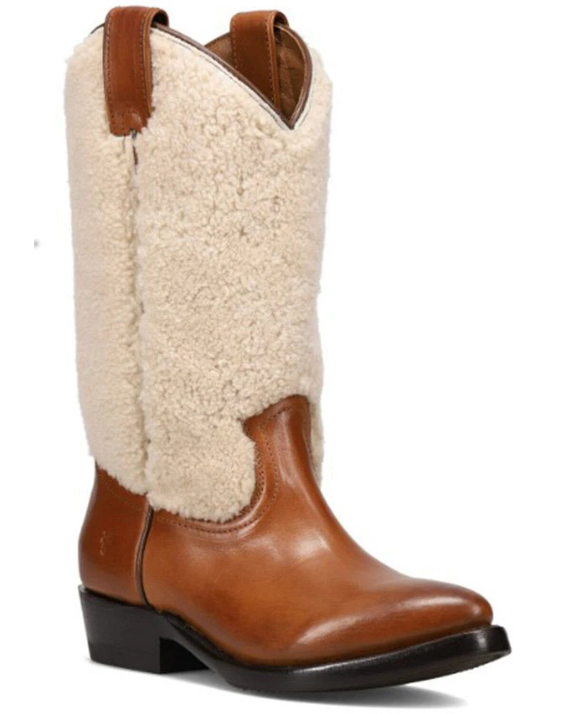 Frye Women's Billy Pull-On Shearling Western Boots - Round Toe
