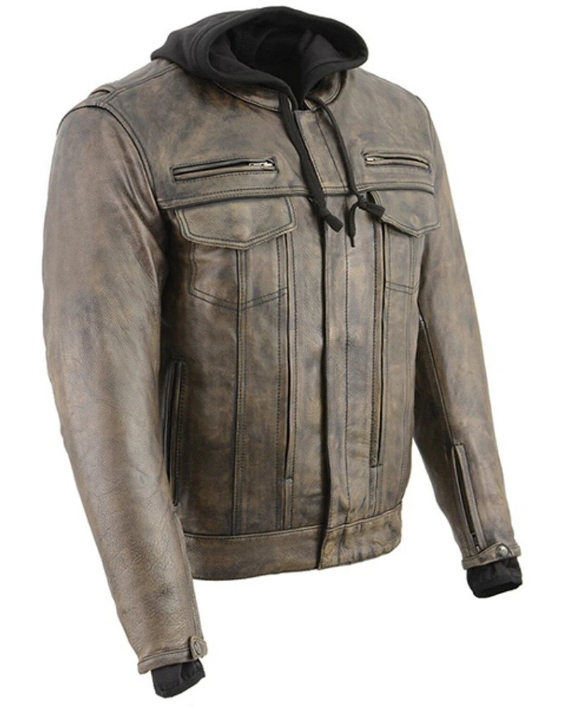 Milwaukee Leather Men's Distressed Utility Pocket Ventilated Concealed Carry Motorcycle Jacket - 3X
