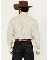 Wrangler Men's Plaid Print Long Sleeve Button-Down Stretch Western Shirt