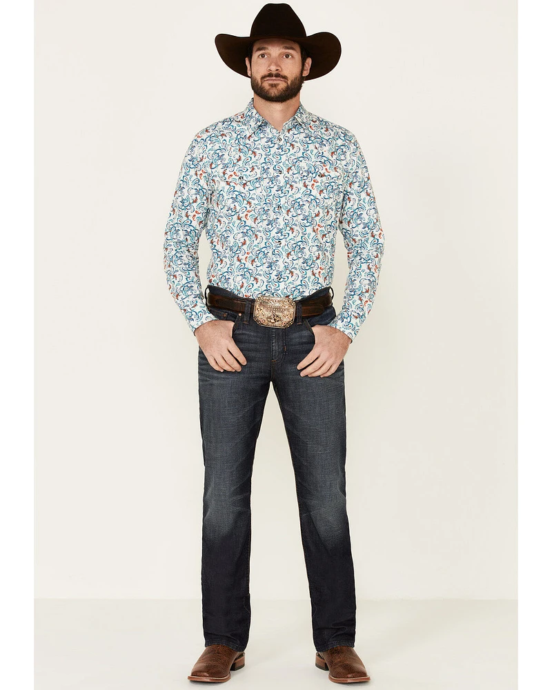 Cody James Men's City Lights Paisley Print Long Sleeve Snap Western Shirt