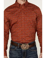 RANK 45® Men's Maputo Printed Long Sleeve Button-Down Performance Stretch Western Shirt