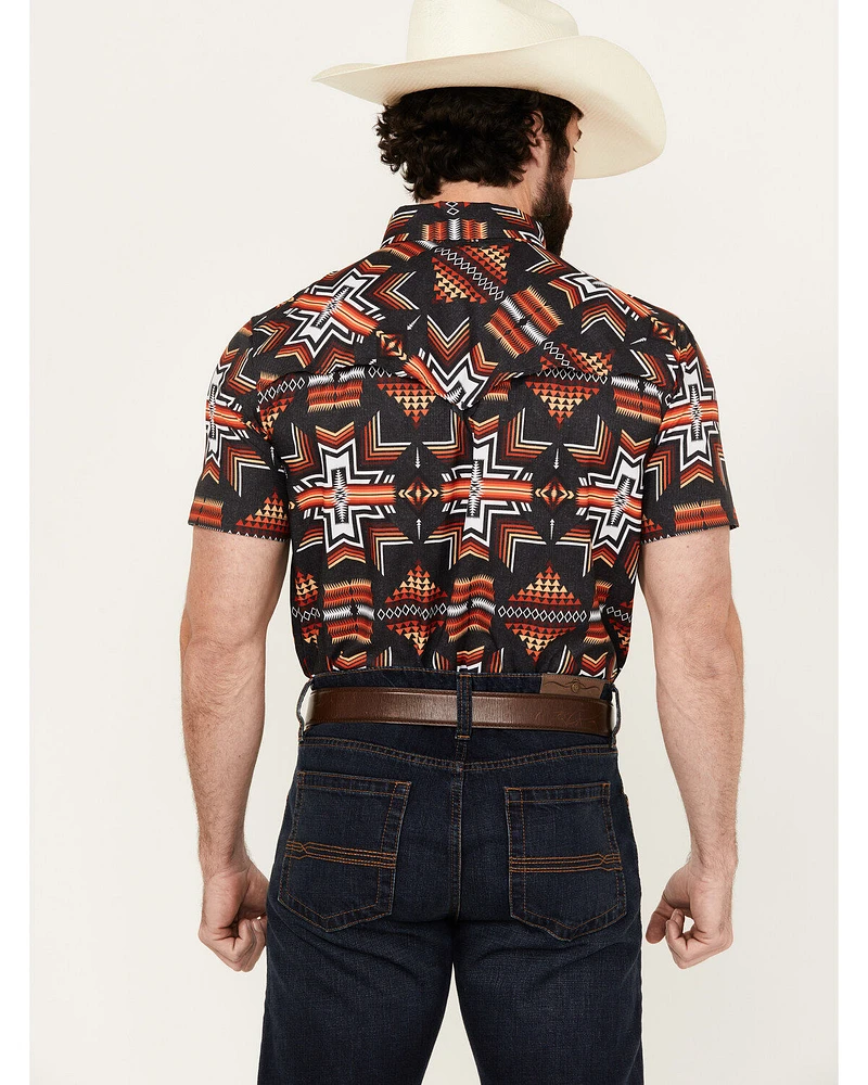 Rock & Roll Denim Men's Southwestern Short Sleeve Snap Western Shirt