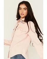 Cruel Girl Women's Solid Long Sleeve Pearl Snap Western Shirt
