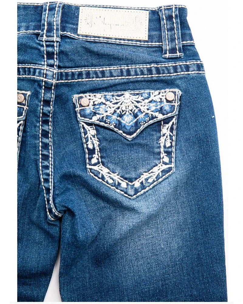 Shyanne Girls' Medium Wash Swirl Floral Embroidered Bootcut Jeans
