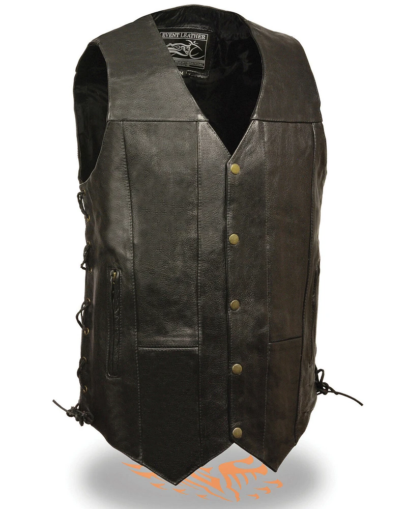 Milwaukee Leather Men's 4X 10 Pocket Side Lace Vest - Tall