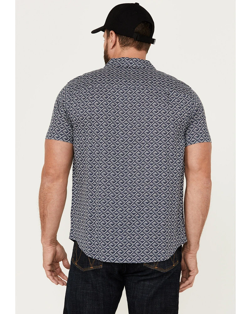 Brixton Men's Charter Tile Short Sleeve Button-Down Stretch Shirt
