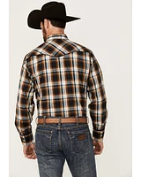 Roper Men's Embroidered Yoke Plaid Print Long Sleeve Snap Western Shirt