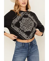 Rock & Roll Denim Women's Bandana Print Long Sleeve T-Shirt