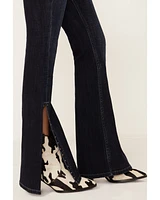 Idyllwind Women's Elliston Dark Wash Mid Rise Studded Slit Bootcut Jeans