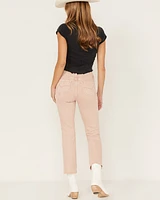 Cleo + Wolf Women's Distressed High Rise Straight Jeans