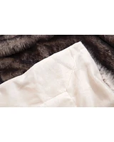 Carstens Home Dark Grey Tipped Fox Faux Fur Throw Blanket