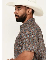 RANK 45® Men's Raflame Geo Print Short Sleeve Button-Down Stretch Western Shirt