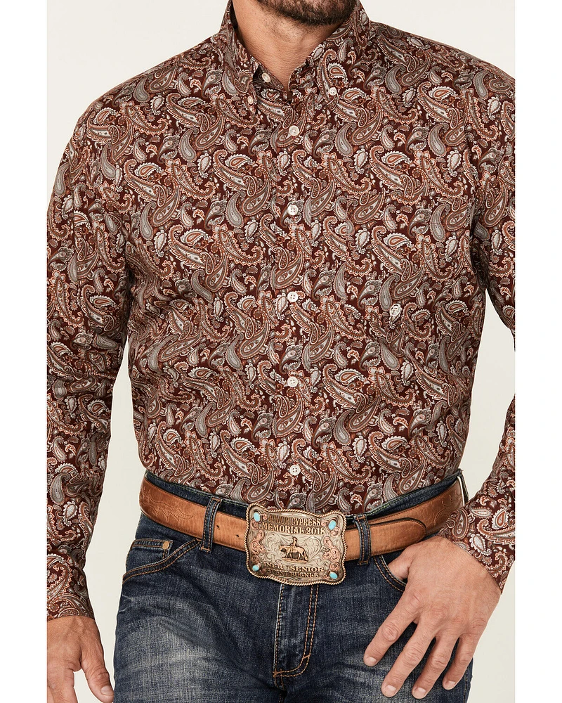 Roper Men's Amarillo Paisley Print Long Sleeve Button-Down Western Shirt
