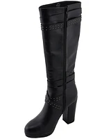 Milwaukee Leather Women's Platform Heel Studded Strap Boot - Round Toe