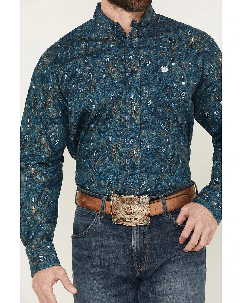 Cinch Men's Paisley Print Long Sleeve Button-Down Western Shirt