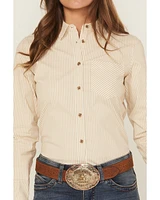 Shyanne Women's Striped Long Sleeve Button-Down Stretch Western Shirt