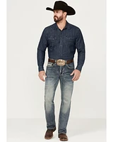 Rock & Roll Denim Men's Double Barrel Medium Vintage Wash Relaxed Stackable Bootcut Stretch Jeans