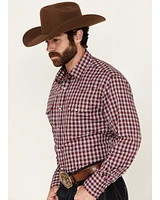 Wrangler Men's Wrinkle Resistant Plaid Print Long Sleeve Snap Stretch Western Shirt