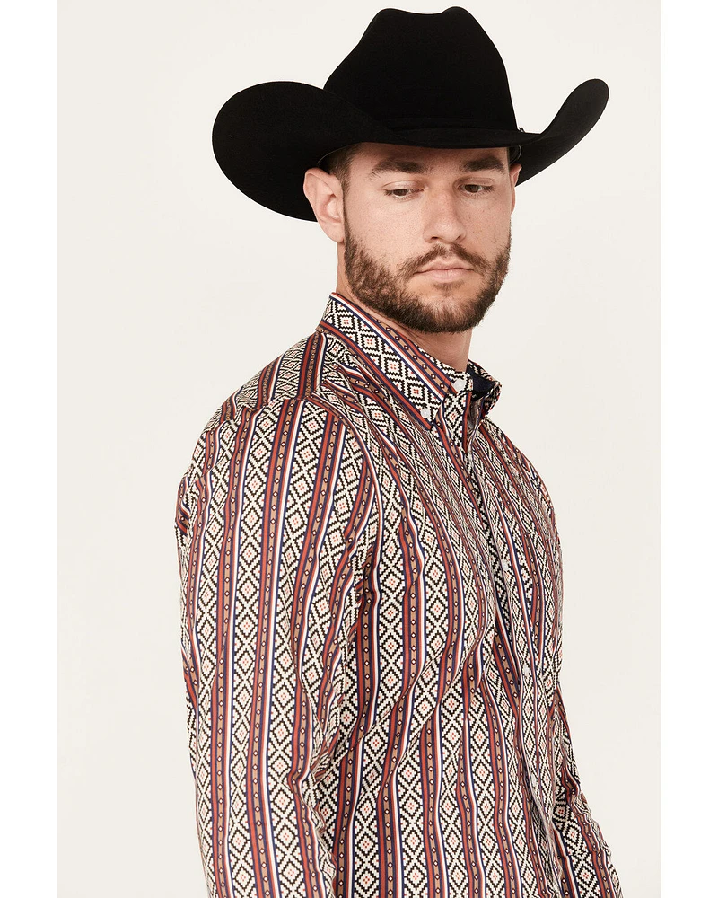 RANK 45® Men's Pattison Southwestern Striped Print Long Sleeve Button-Down Western Shirt