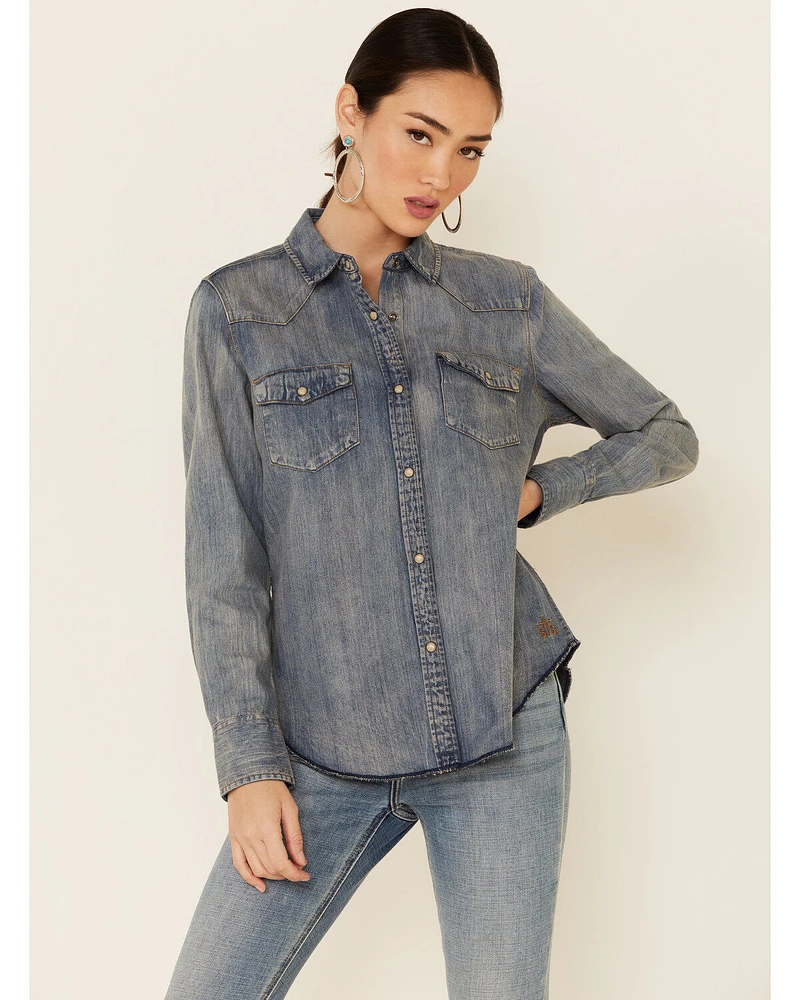 STS Ranchwear Women's Claira Denim Long Sleeve Pearl Snap Western Shirt